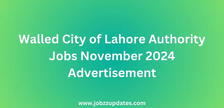 Walled City of Lahore Authority Jobs November 2024 Advertisement