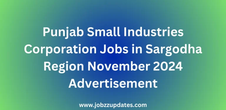 Punjab Small Industries Corporation Jobs in Sargodha Region November 2024 Advertisement