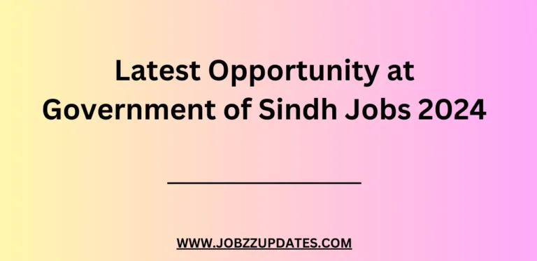 Latest Opportunity at Government of Sindh Jobs 2024